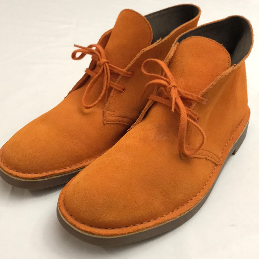 Like New CLARKS Sz 11.5 Orange Suede Boots